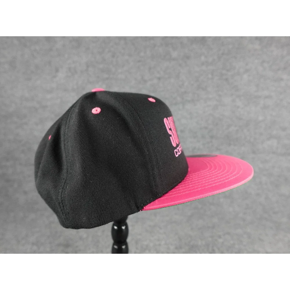 Surf Town Coffee Company Snapback Hat Black Pink Newport Oregon Yupoong‎